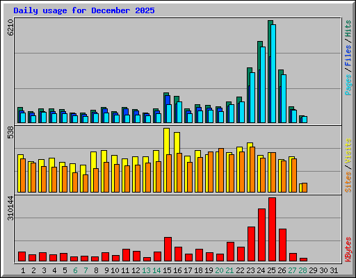 Daily usage for December 2025