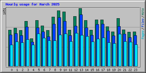 Hourly usage for March 2025
